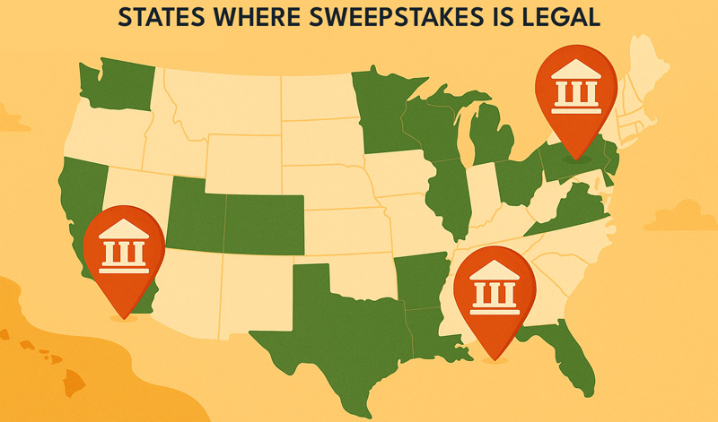 SweepStakes US Legal States Map